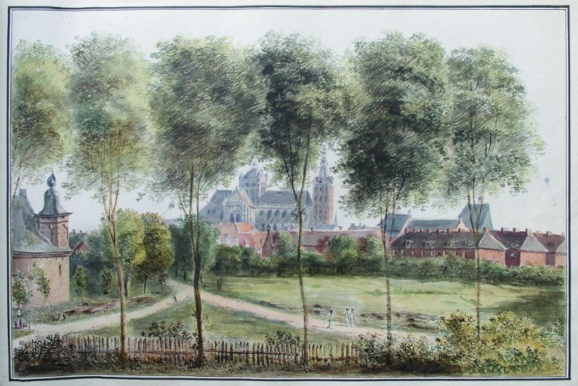 Stadsgezicht Den Bosch, omstreeks 1820 door August Von Bonstetten.