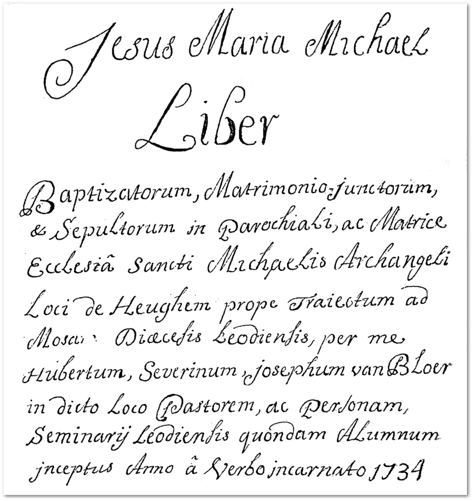 Titelpagina kerkregisters Heugem 1734--1798