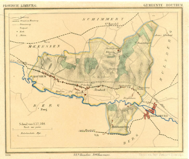 Houthem in 1868 (Gemeente Atlas van Nederland)